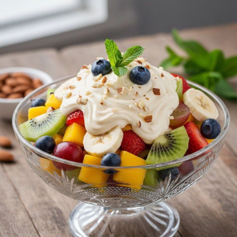 Фруктовый салат с миндальным кремом: легкость и восхитительный вкус