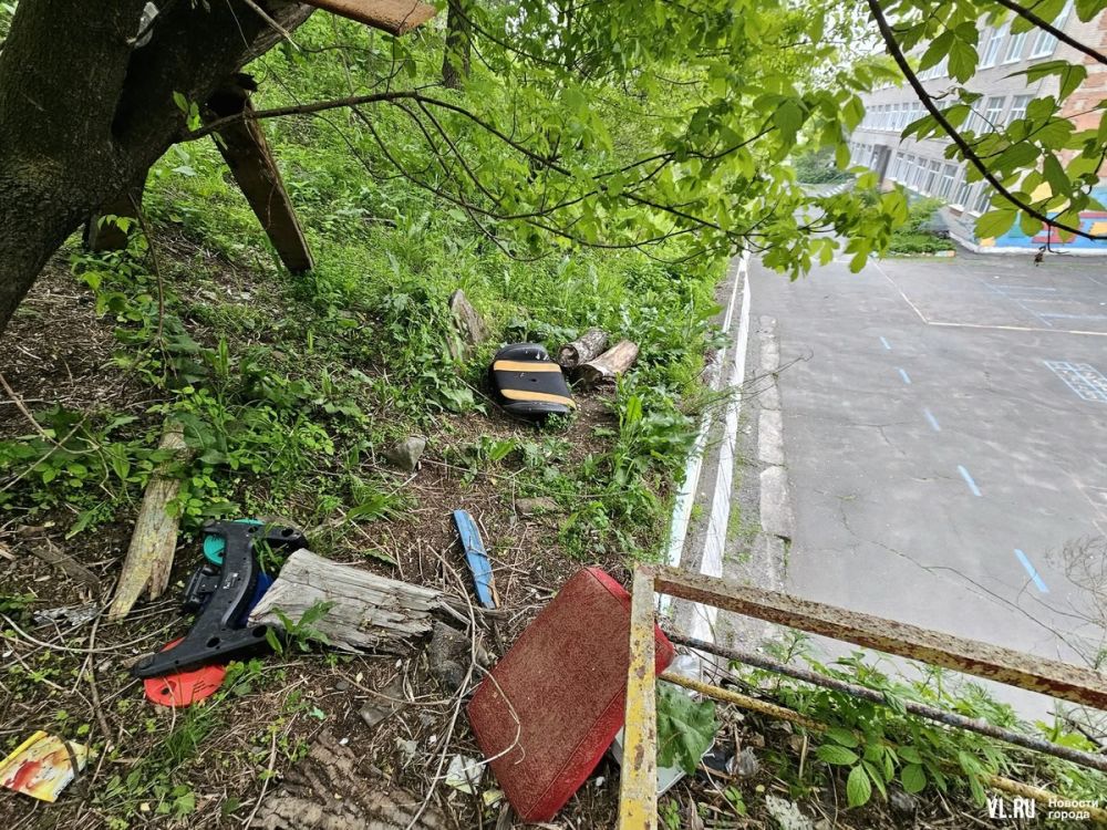 Восьмилетний мальчик получил травму после падения с подпорной стены, которая прилегает к косогору, на территории школы 21 на Гризодубовой, 50 во Владивостоке