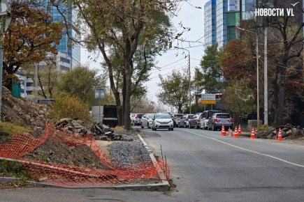 Улицу Черёмуховую раскопали с двух сторон, выгнав пешеходов на проезжую часть