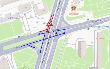 Завтра утром, 8 ноября, будет временно изменена организация движения при съезде с проспекта 100-летия Владивостока на улицу Русскую (рядом с вертолетом)