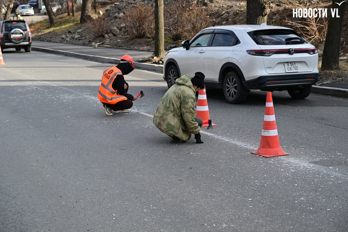 На приведённой к «нормативам» дороге на Черёмуховой переносят разметку На приведённой к «нормативам» дороге на Черёмуховой переносят разметку