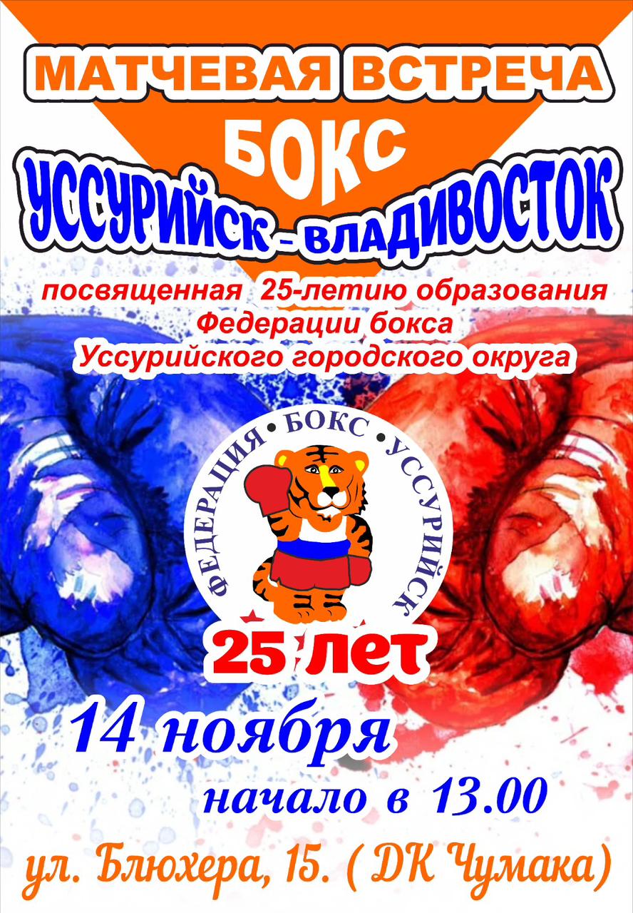 В Уссурийске пройдёт матчевая встреча по боксу в честь 25-летия Федерации