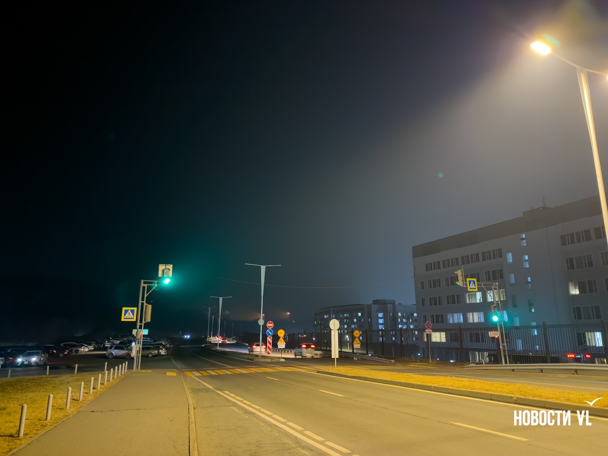 Уже месяц дорога вдоль ДВФУ по ночам погружается во тьму из-за замены кабеля Уже месяц дорога вдоль ДВФУ по ночам погружается во тьму из-за замены кабеля