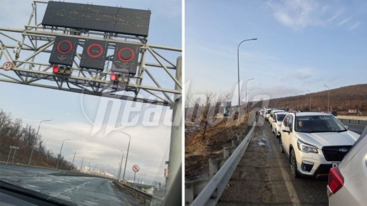 Водители более 2 часов стоят в пробке перед мостом на остров Русский — дорогу закрыли из-за падающих сосулек