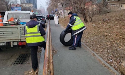 Более 1 000 тонн старых автопокрышек вывезли с улиц Владивостока с начала года