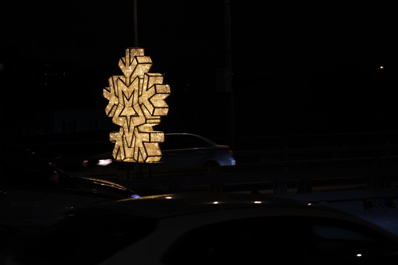 12 снежинок украсили путепровод Владивостока 12 снежинок украсили путепровод Владивостока