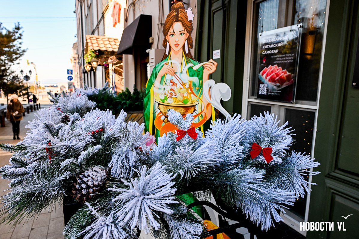 Огни, ёлки, телевизор «Рубин»: центр Владивостока украшают к Новому году Огни, ёлки, телевизор «Рубин»: центр Владивостока украшают к Новому году