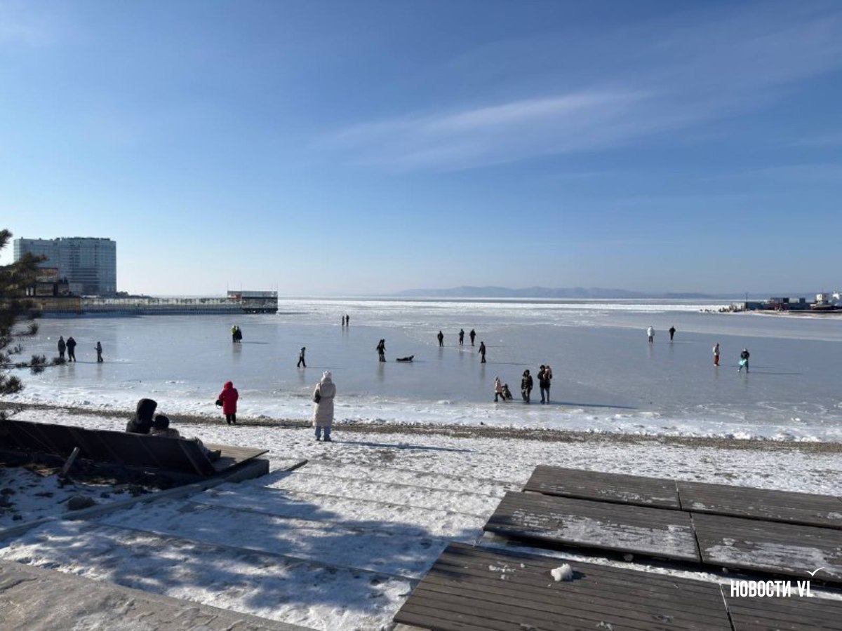 Акватория Спортивной гавани во Владивостоке превратилась в большой бесплатный каток Акватория Спортивной гавани во Владивостоке превратилась в большой бесплатный каток
