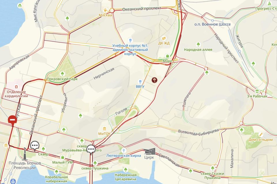 Владивосток тем временем снова встал в 9-бальные пробки