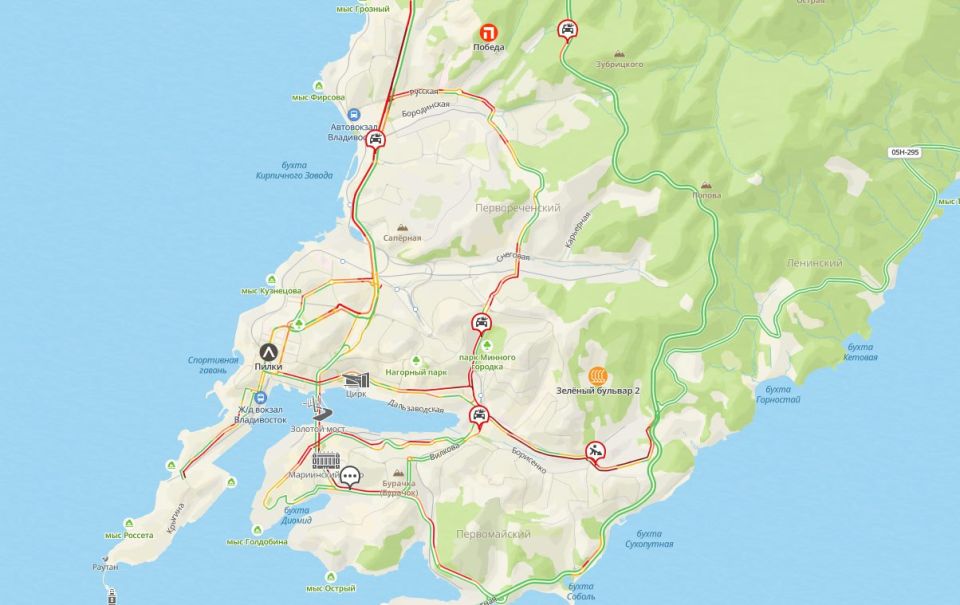 И снова 9-балльные пробки во Владивостоке с утра