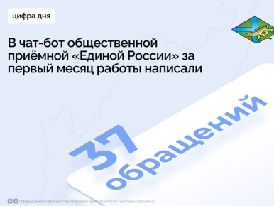 Продолжается работа чат-бота общественной приёмной «Единой России» в Приморье