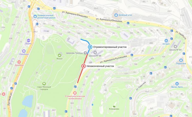 Во Владивостоке изменилась схема движения на участке от улицы Юмашева до Кузнецова