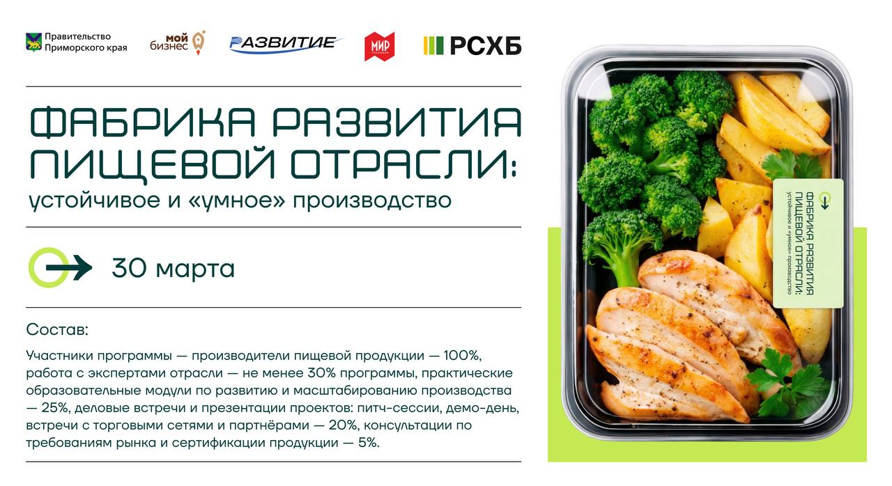 Открыт набор в программу «Фабрика развития пищевой отрасли: устойчивое и «умное» производство»