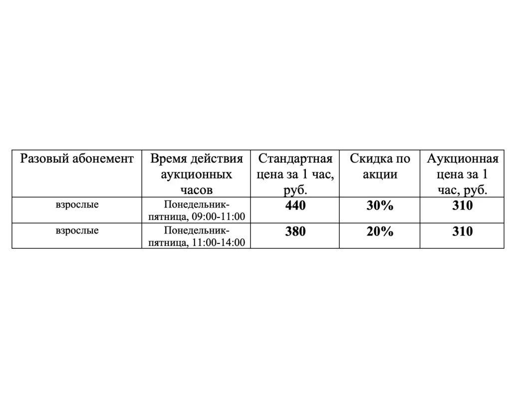 С 02.10.2026 по 31.12.2026 в плавательном бассейне СК «Олимпиец» действует скидка для взрослых на покупку разового абонемента в следующие часы: С 02.10.2026 по 31.12.2026 в плавательном бассейне СК «Олимпиец» действует скидка для взрослых на покупку разового абонемента в следующие часы: