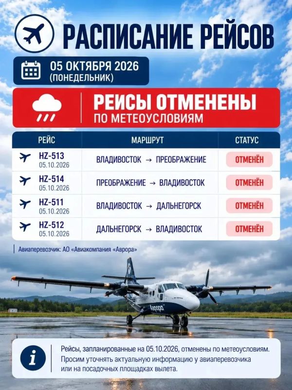 Отмена авиарейсов внутри края на сегодня по метеоусловиям