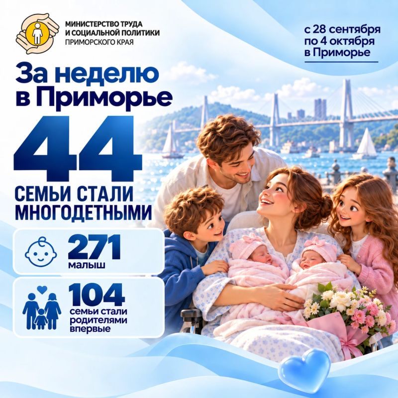 44 семьи в Приморье за неделю стали многодетными!