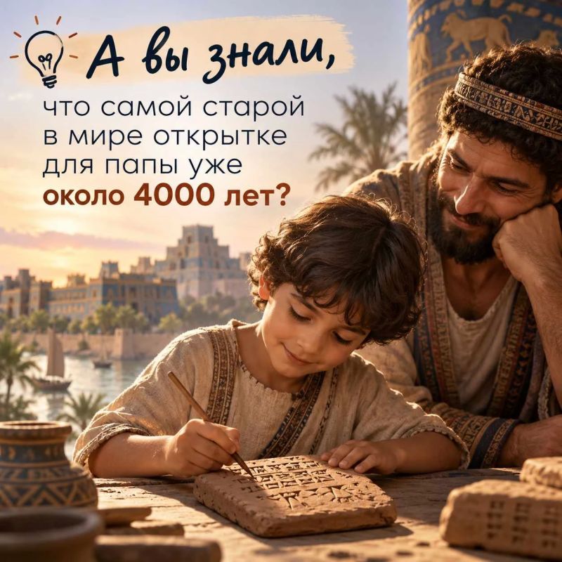 А вы знали, что самой старой в мире открытке для папы уже около 4000 лет?