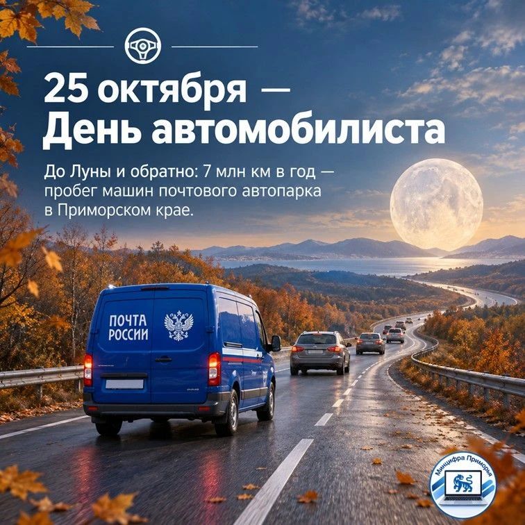 До Луны и обратно: в Приморье водители Почты России отмечают День автомобилиста