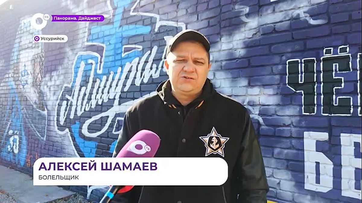 В Уссурийске на выезде из города появился мурал с символикой хоккейной команды «Адмирал»