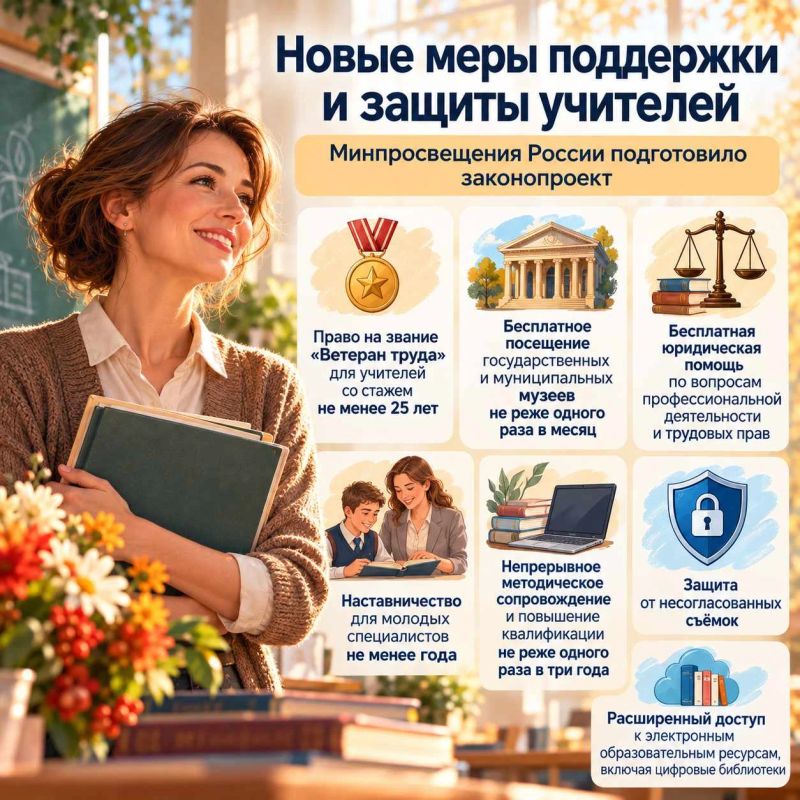 Минпросвещения России подготовило большой законопроект в поддержку учителей